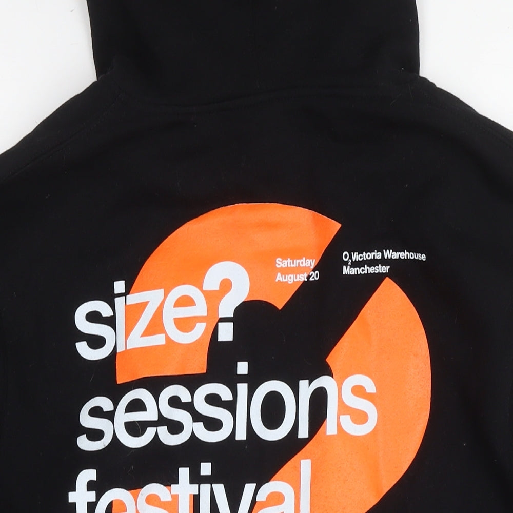 Size? Mens Black Cotton Pullover Hoodie Size M - Logo Festival