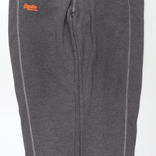 Superdry Mens Grey Cotton Jogger Trousers Size M L30 in Regular Drawstring