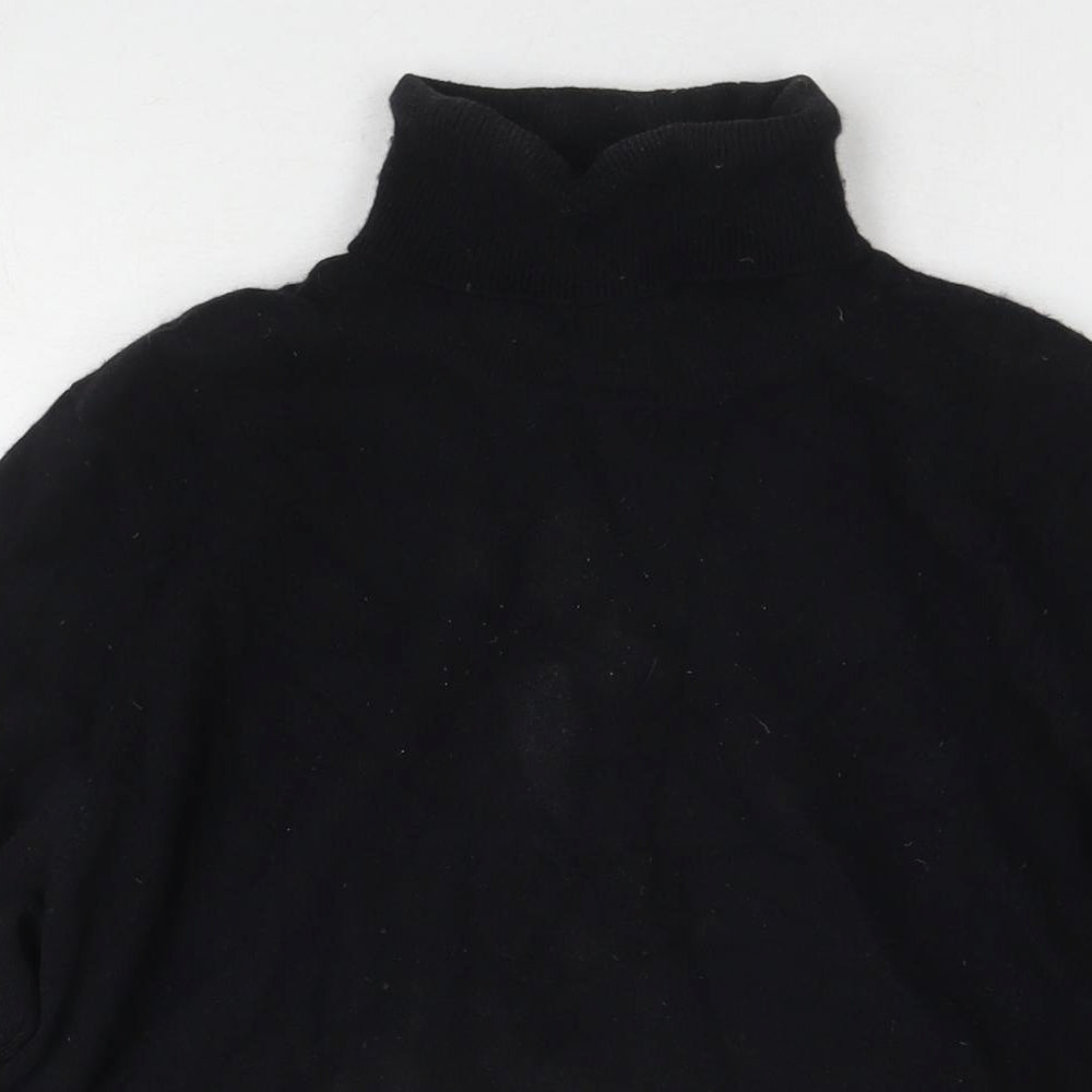 Jaeger Mens Black Roll Neck Wool Pullover Jumper Size XL Long Sleeve