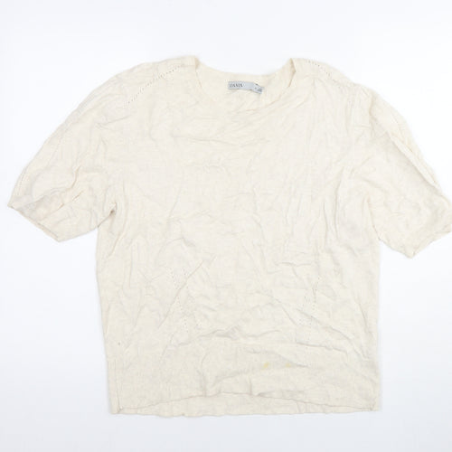 Oasis Womens Ivory Cotton Basic T-Shirt Size XL Round Neck