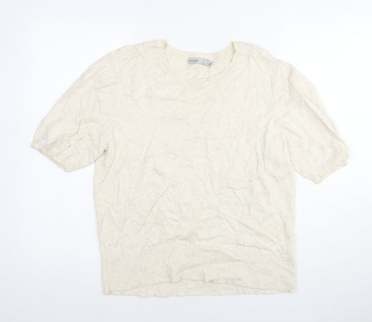 Oasis Womens Ivory Cotton Basic T-Shirt Size XL Round Neck