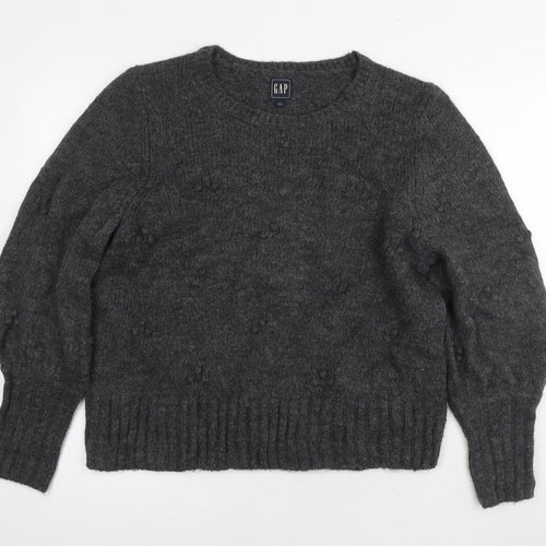 Gap Womens Grey Round Neck Acrylic Pullover Jumper Size L