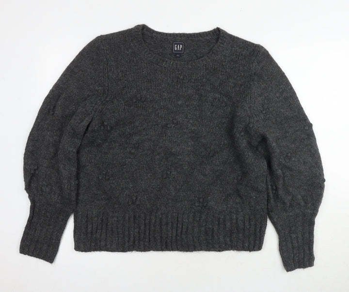 Gap Womens Grey Round Neck Acrylic Pullover Jumper Size L