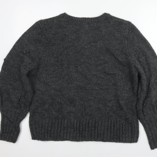 Gap Womens Grey Round Neck Acrylic Pullover Jumper Size L