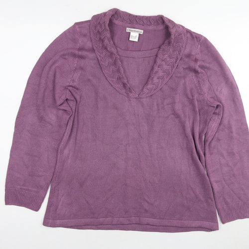 Charmance Womens Purple Round Neck Acrylic Pullover Jumper Size 18 - Size 18-20