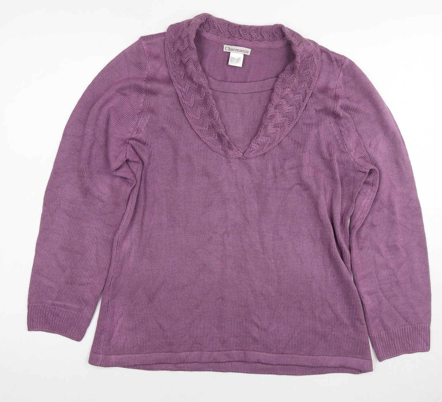 Charmance Womens Purple Round Neck Acrylic Pullover Jumper Size 18 - Size 18-20