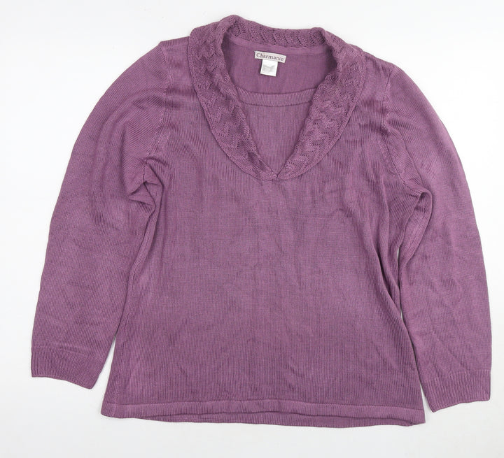 Charmance Womens Purple Round Neck Acrylic Pullover Jumper Size 18 - Size 18-20