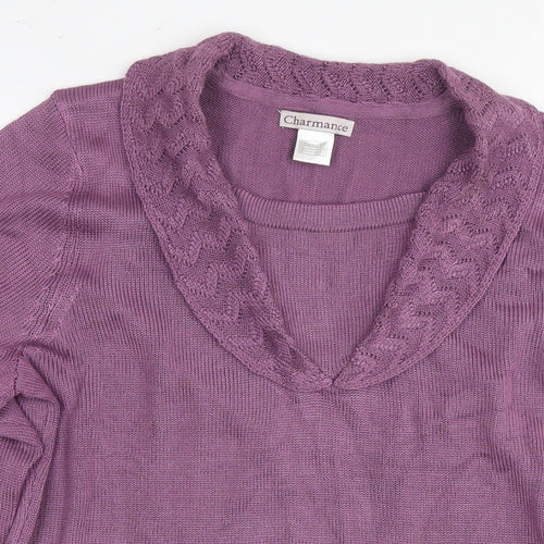 Charmance Womens Purple Round Neck Acrylic Pullover Jumper Size 18 - Size 18-20
