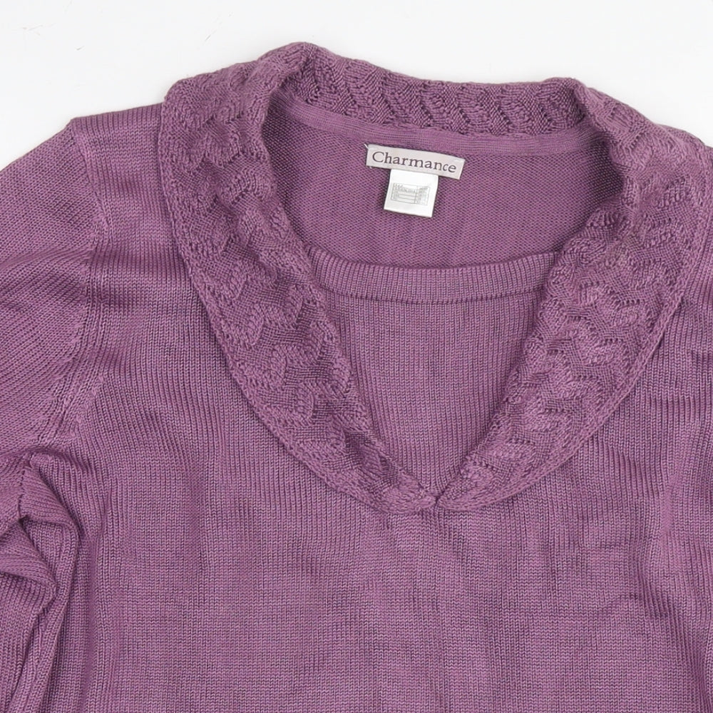 Charmance Womens Purple Round Neck Acrylic Pullover Jumper Size 18 - Size 18-20
