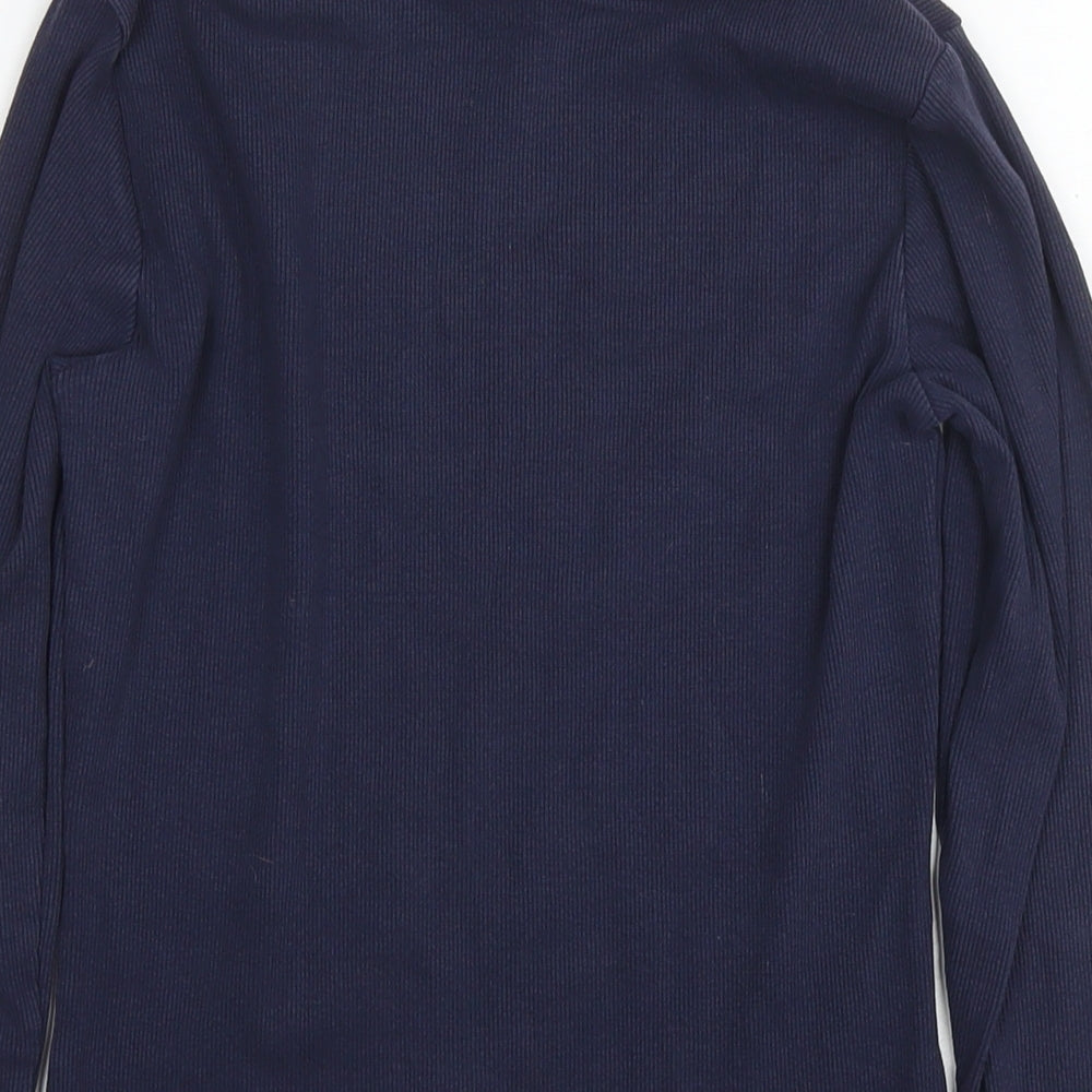 Joules Womens Blue Cotton Basic T-Shirt Size 10 Roll Neck