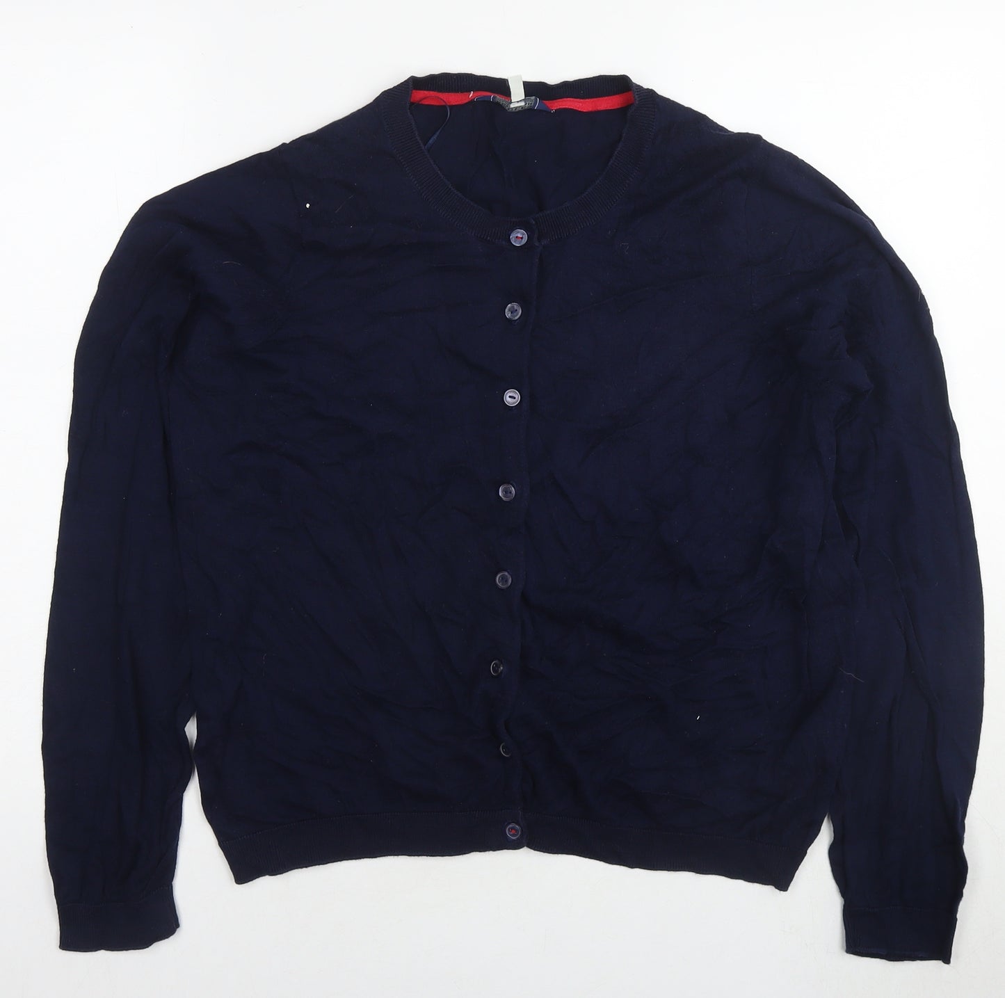 Joules Womens Blue Round Neck Cotton Cardigan Jumper Size 16