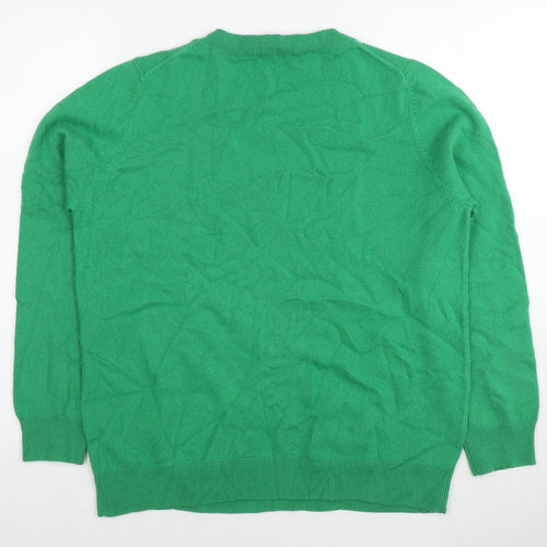 Jaeger Womens Green V-Neck Cashmere Pullover Jumper Size XL