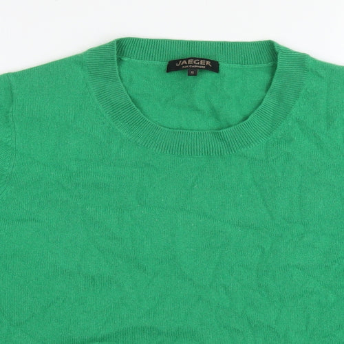 Jaeger Womens Green V-Neck Cashmere Pullover Jumper Size XL