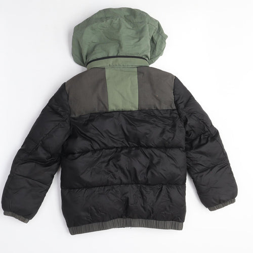 Diesel Boys Black Green Puffer Jacket, 8 Years, Hooded, Winter