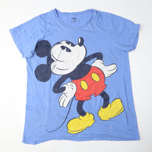 Disney Women's Blue Mickey T-Shirt XL Casual Fun