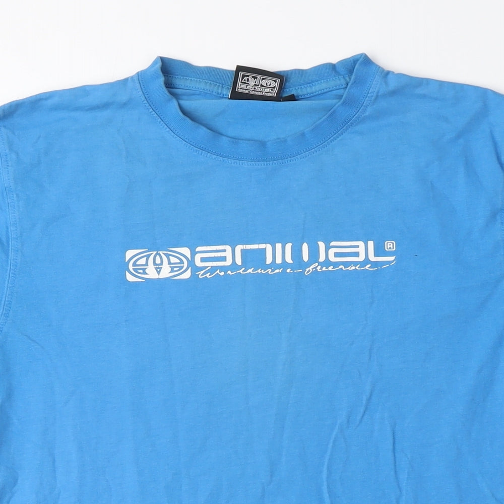 Animal Men's Blue Graphic Print T-Shirt, Size M