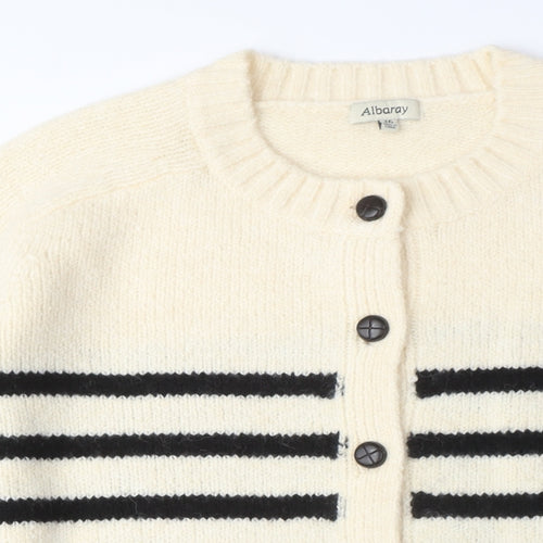 Albaray Women's Ivory Striped Cardigan Jumper, Size M