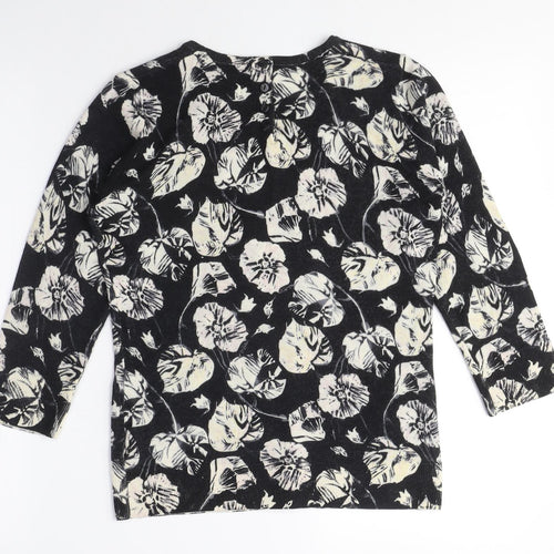 Clements Ribeiro Women's Black Floral Wool Pullover Jumper - M