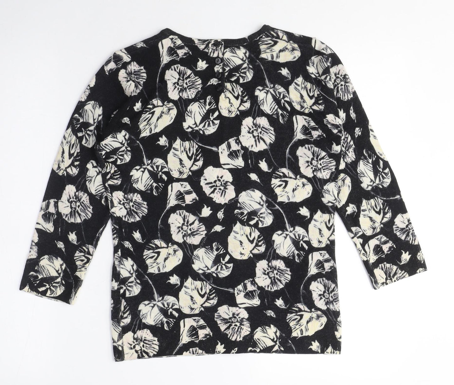 Clements Ribeiro Women's Black Floral Wool Pullover Jumper - M