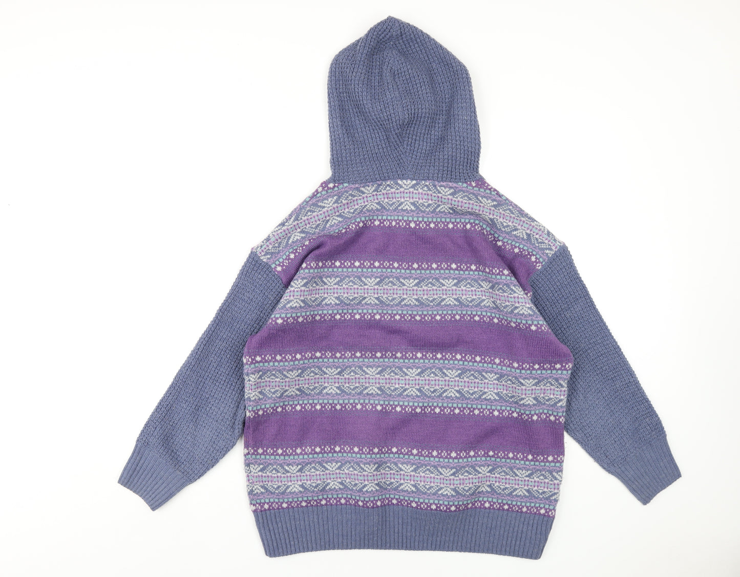 EWM Womens Multicoloured Fair Isle Acrylic Pullover Hoodie Size S Pullover