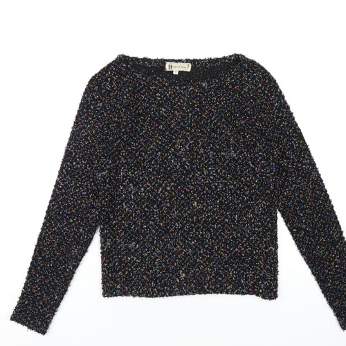 Hearts & Bows Womens Black Round Neck Acrylic Pullover Jumper Size S