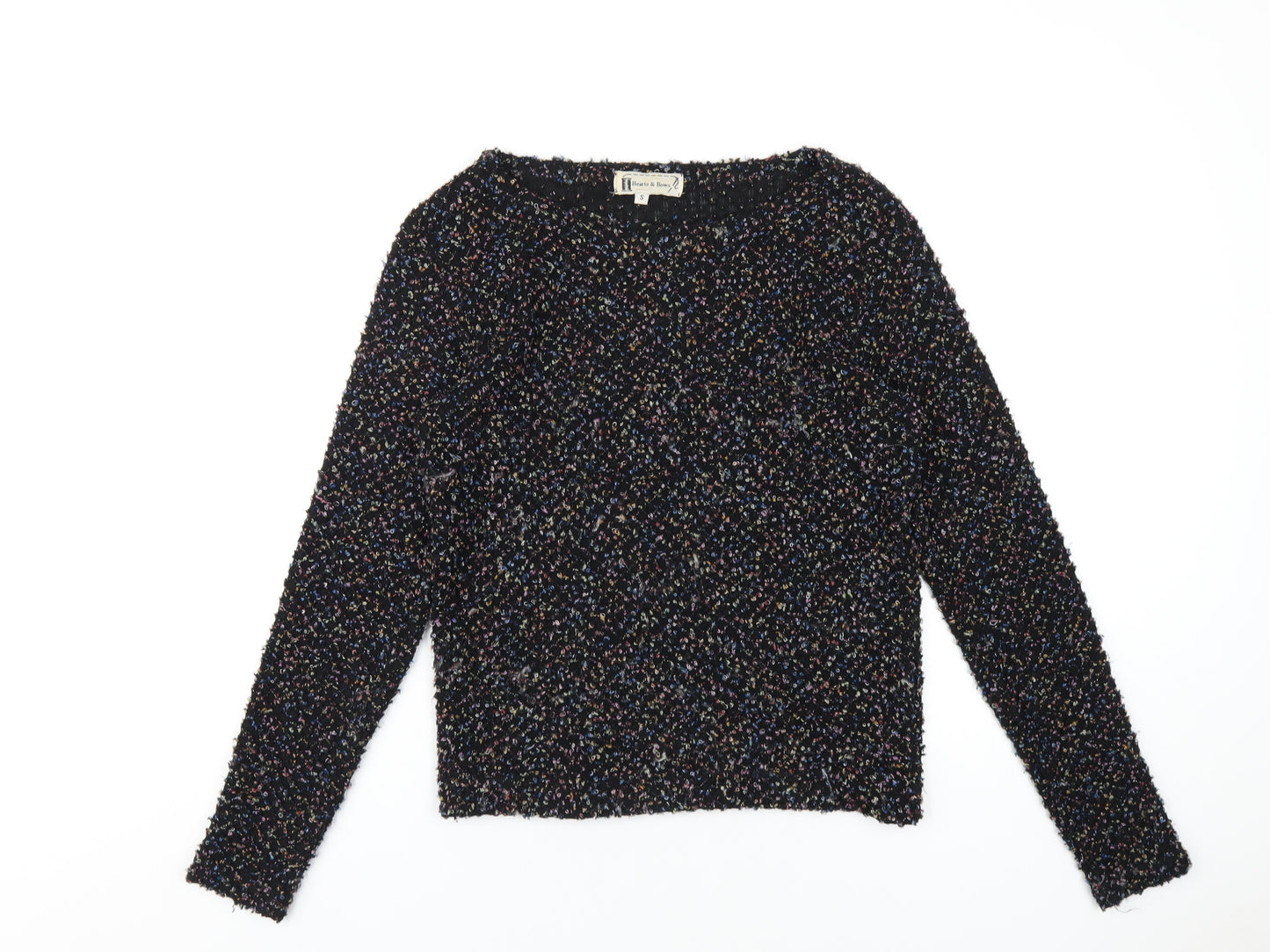 Hearts & Bows Womens Black Round Neck Acrylic Pullover Jumper Size S
