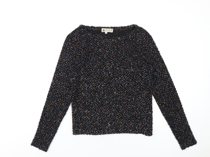 Hearts & Bows Womens Black Round Neck Acrylic Pullover Jumper Size S