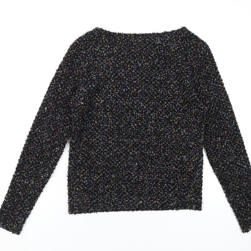 Hearts & Bows Womens Black Round Neck Acrylic Pullover Jumper Size S
