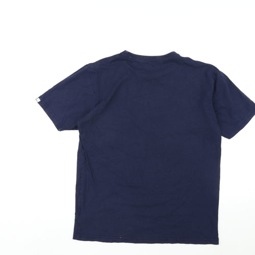 Le Tigre Mens Blue Cotton T-Shirt Size L Round Neck