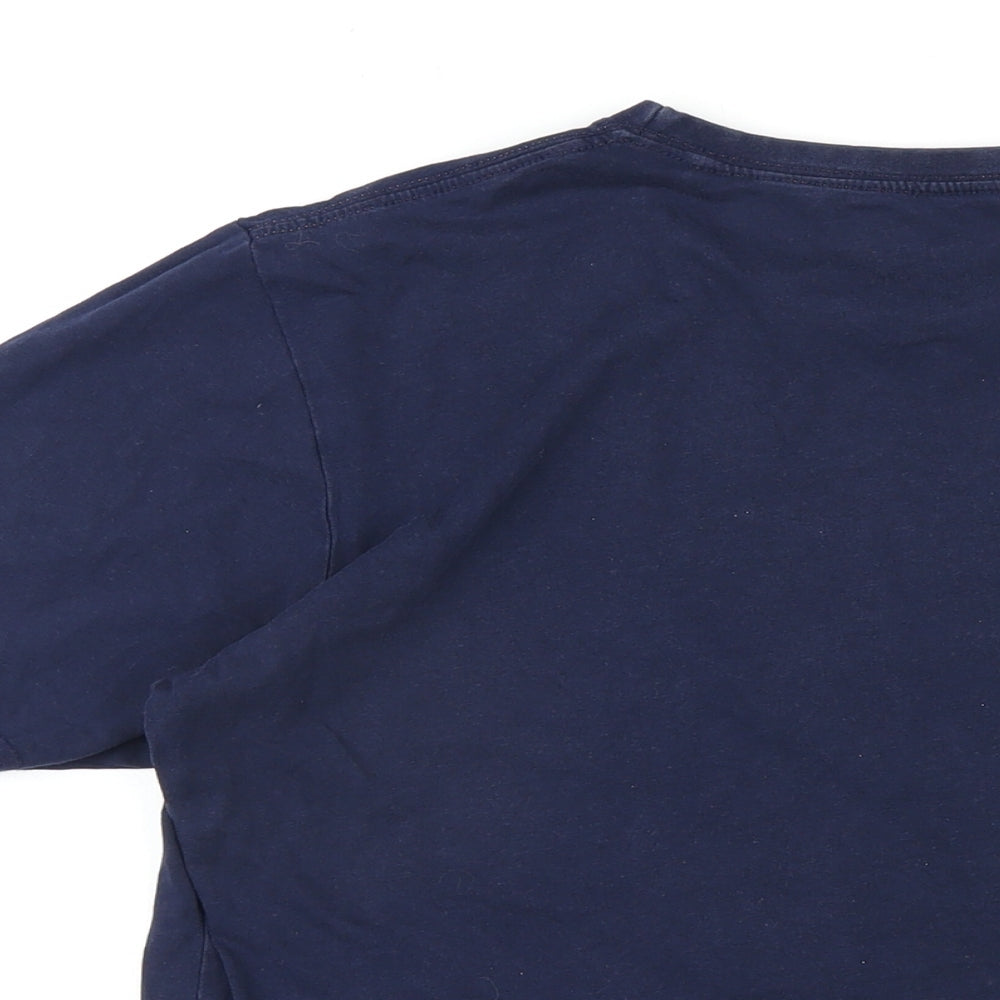 Le Tigre Mens Blue Cotton T-Shirt Size L Round Neck