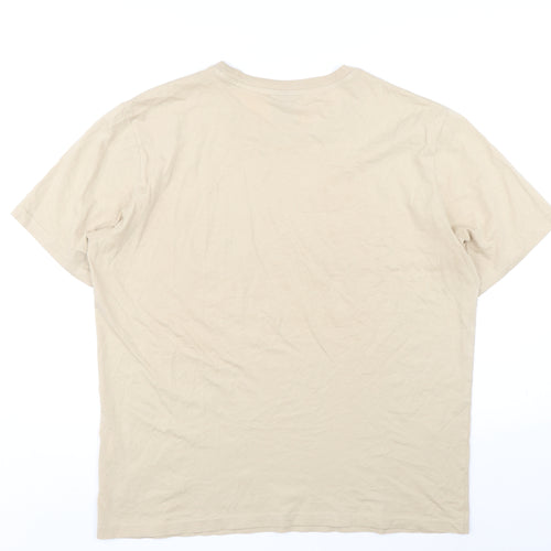 Champion Mens Beige Cotton T-Shirt Size L Round Neck