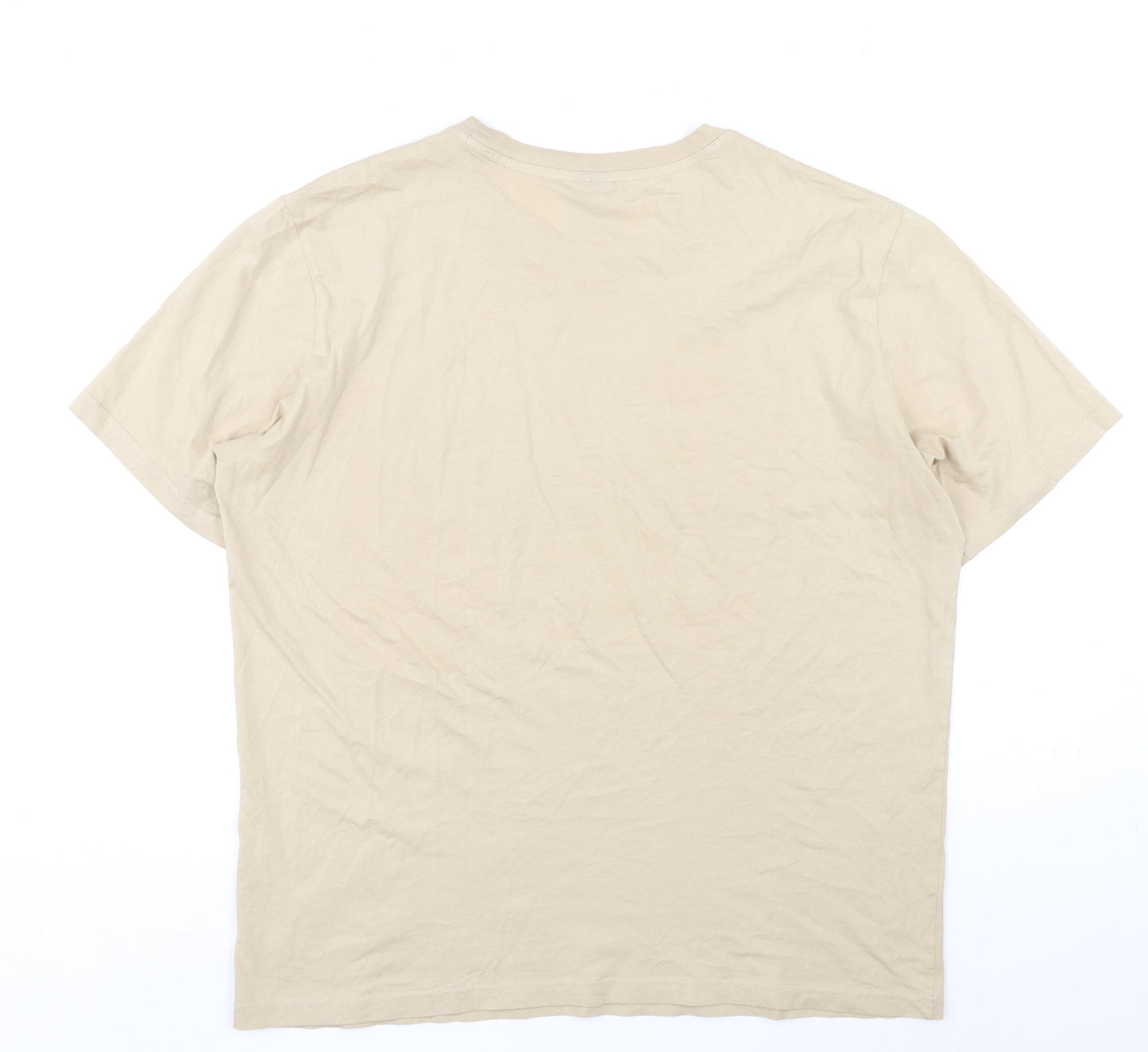 Champion Mens Beige Cotton T-Shirt Size L Round Neck