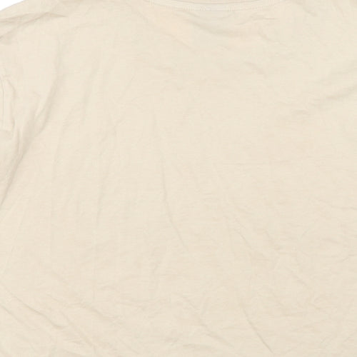 Champion Mens Beige Cotton T-Shirt Size L Round Neck