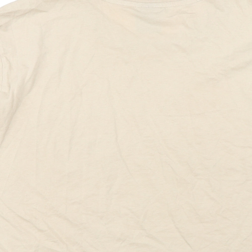 Champion Mens Beige Cotton T-Shirt Size L Round Neck
