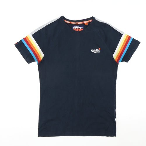 Superdry Mens Black Cotton T-Shirt Size S Round Neck