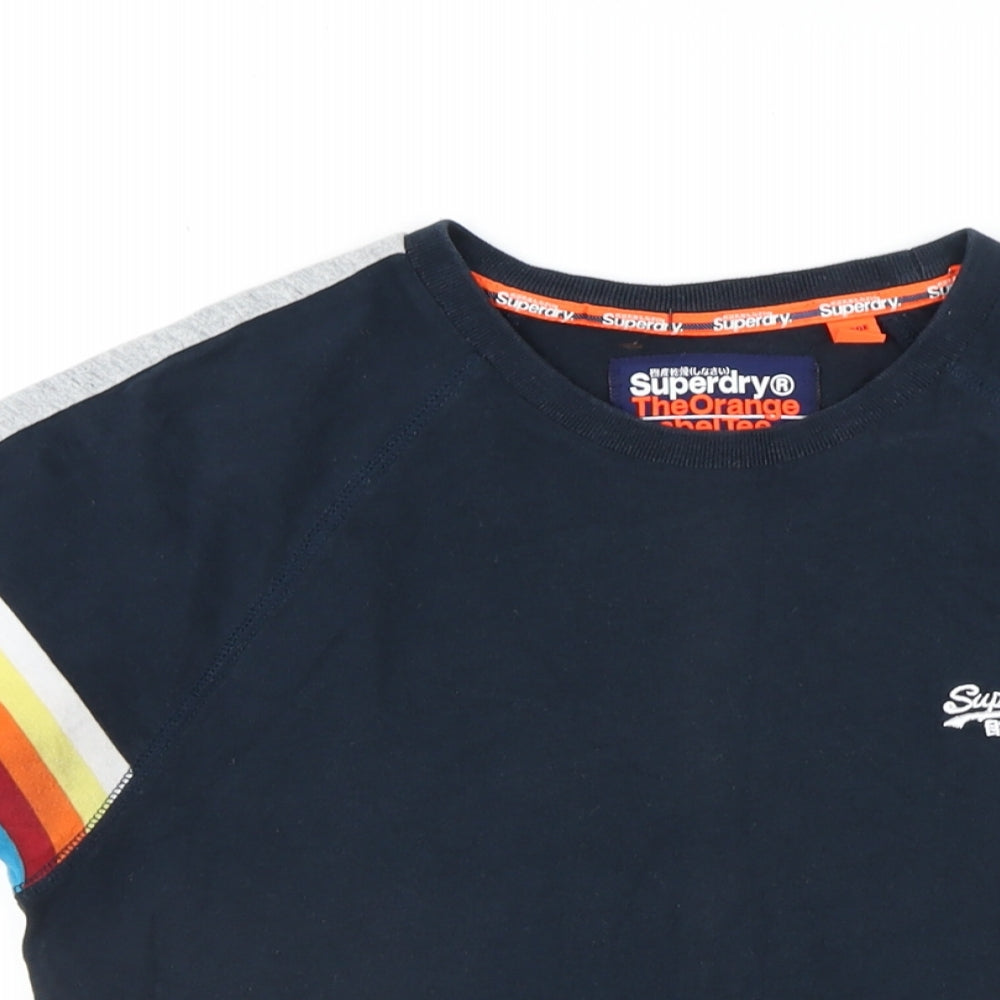 Superdry Mens Black Cotton T-Shirt Size S Round Neck