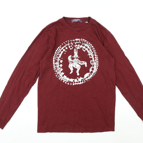 Masato Mens Red Cotton T-Shirt Size S Round Neck