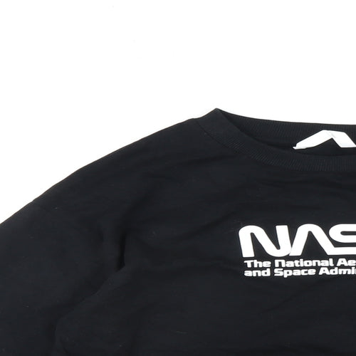 NASA Boys Black Cotton Basic T-Shirt Size 9-10 Years Round Neck Pullover