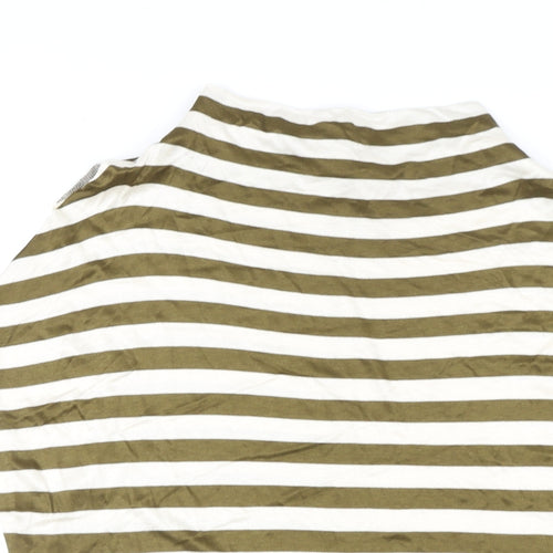 Autograph Womens Brown Striped Viscose Basic T-Shirt Size 14 Mock Neck