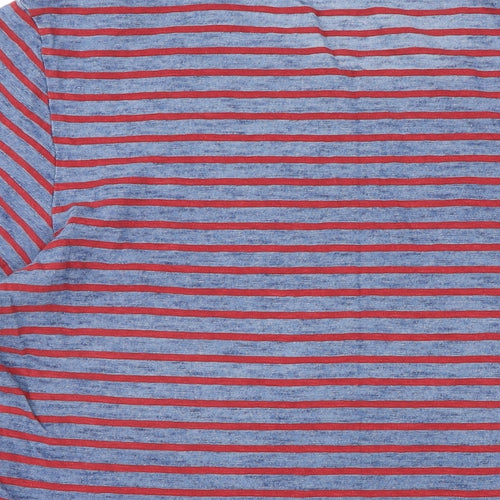 Gap Mens Blue Striped Cotton T-Shirt Size XL Round Neck