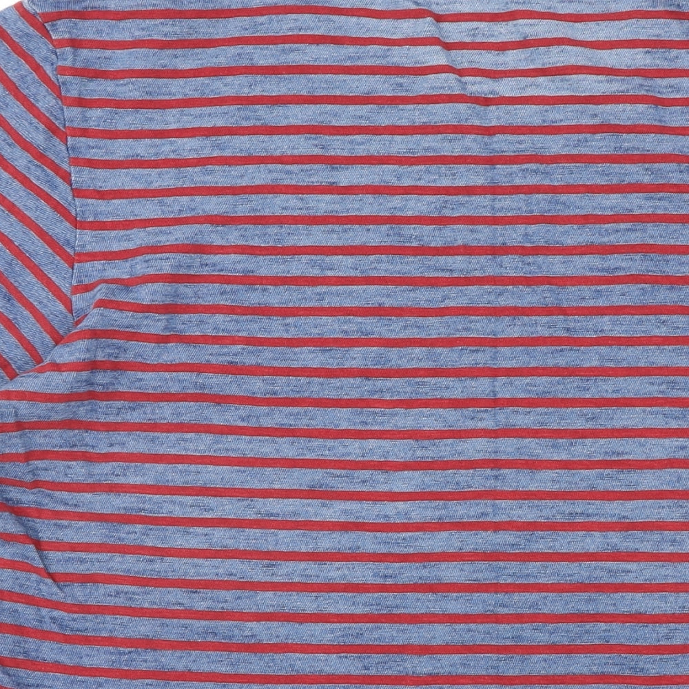 Gap Mens Blue Striped Cotton T-Shirt Size XL Round Neck