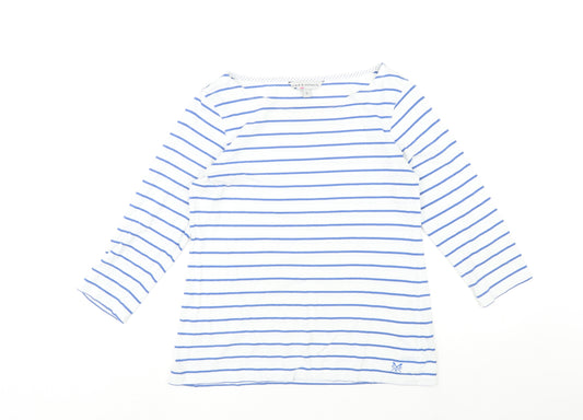 Crew Clothing Womens White Striped Cotton Basic T-Shirt Size 12 Boat Neck