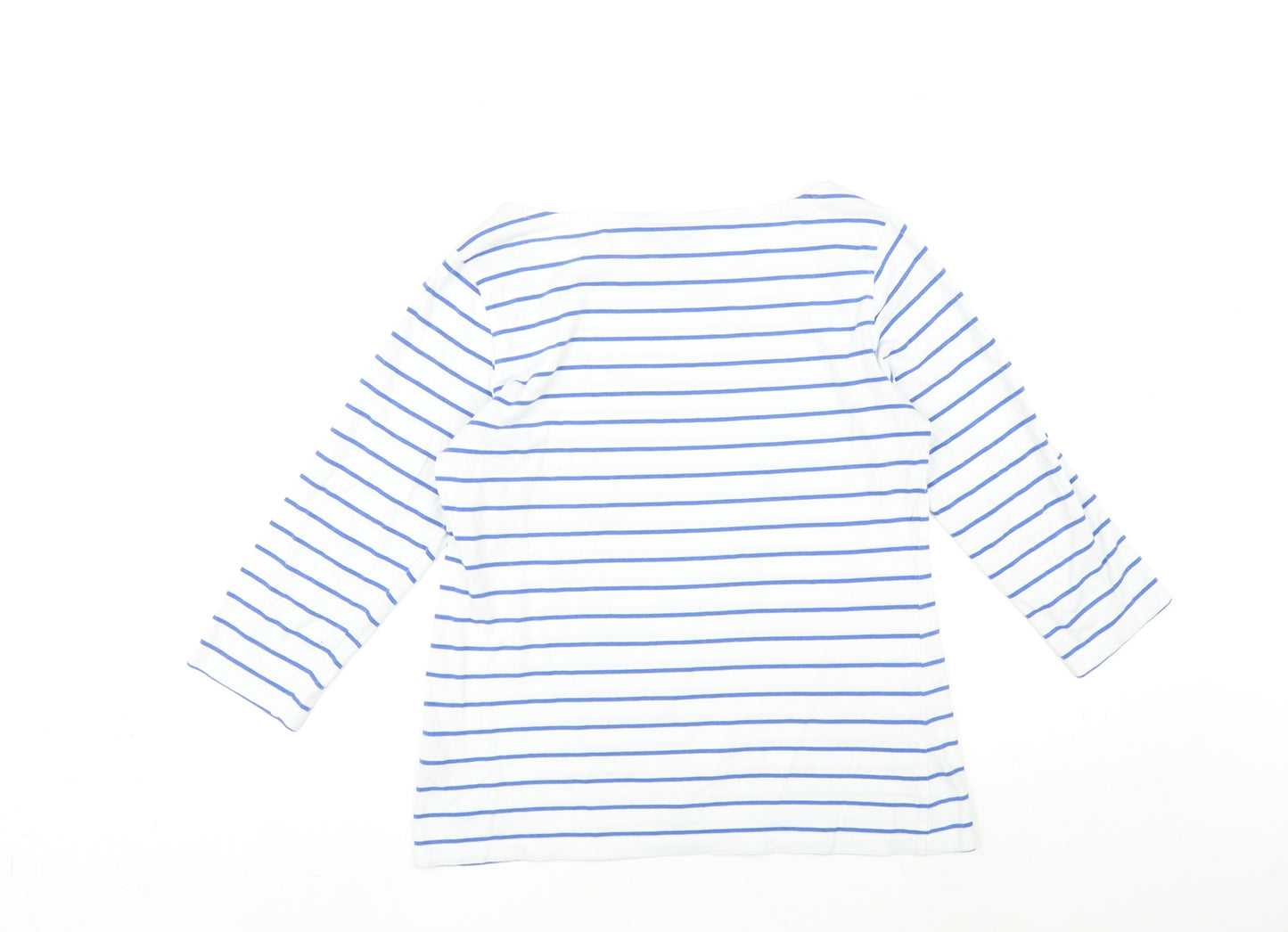 Crew Clothing Womens White Striped Cotton Basic T-Shirt Size 12 Boat Neck