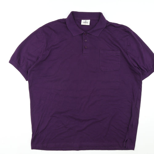 Lowes Mens Purple Cotton Polo Size 3XL Collared Button