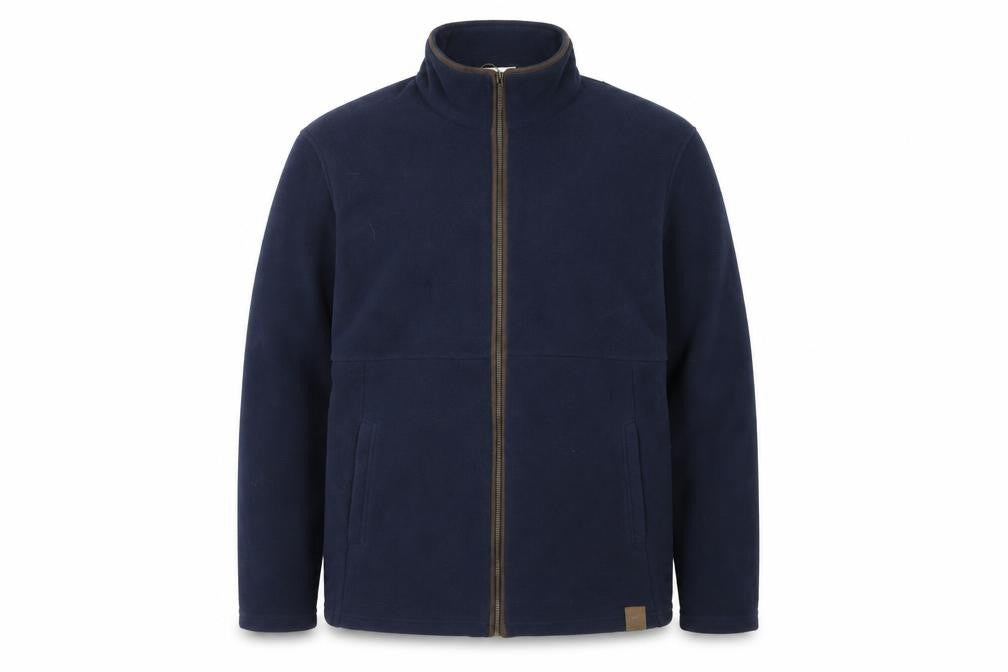 Front view of Hinter + Hobart men’s blue jacket, size 2XL, zip
