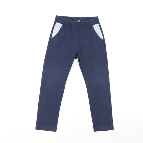 United Colors of Benetton Womens Blue Cotton Carrot Leggings Size 6 L20 in