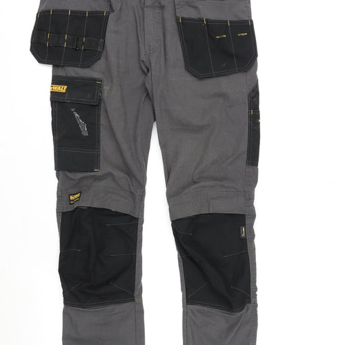 DEWALT Mens Grey Polyester Carpenter Trousers Size 32 in L33 in Regular Zip