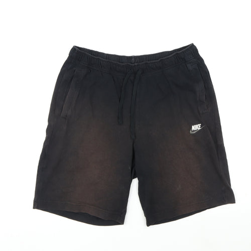 Nike Mens Black Cotton Sweat Shorts Size M L9 in Regular Drawstring