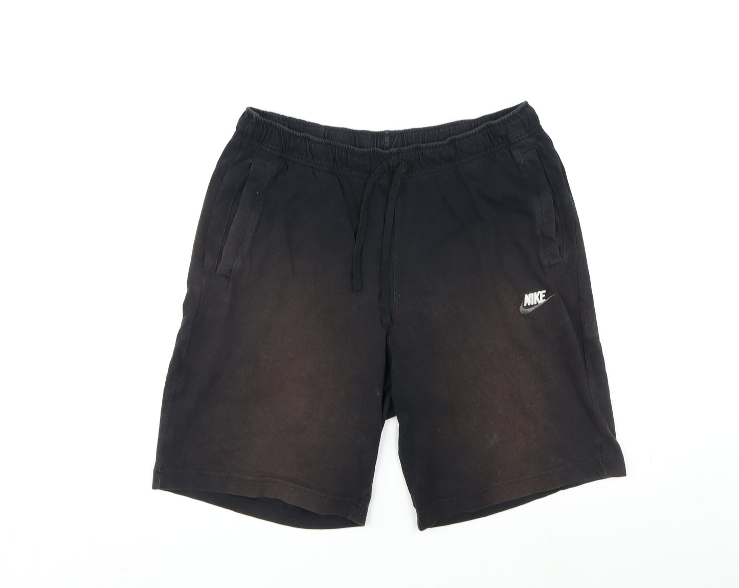 Nike Mens Black Cotton Sweat Shorts Size M L9 in Regular Drawstring