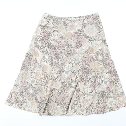 EWM Womens Multicoloured Geometric Cotton A-Line Skirt Size 10 Zip